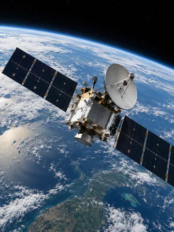 A communications satellite in orbit above Earth